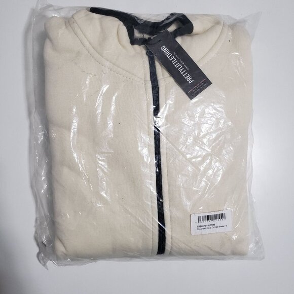 NWT PrettyLittleThing PLUS CREAM ZIP UP CONTRAST SWEATSHIRT Size US 14 / UK 18 - Picture 3 of 9